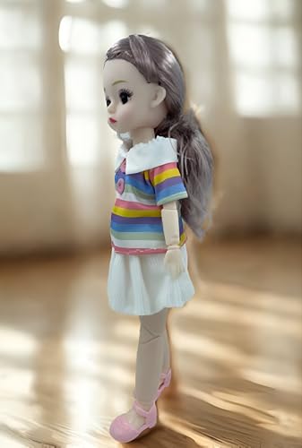 Image of Tickles Movable Joints Doll Beautiful Eyes Fashionable Dress for Kids Girls (Color: Multicolor Size: 30 cm)