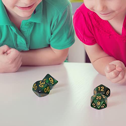 Polyhedral RPG Dice, 7PCS Polyhedral DND Dice Set with Dice Bags for Dungeon and Dragons D&D MTG Role Playing Card Table Games (Starry Black Green) - Image 6