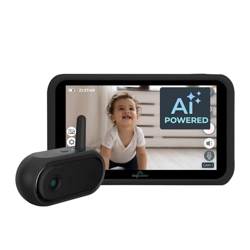 Image of Tiny Traveler Ai Smart Wireless Baby Car Monitor (TT006B) - AI-Powered Safety Alerts: Cry/Laugh/Stand Detection, Virtual Fense, Long Range 1000ft Night Vision Lullabies Night Light - Black