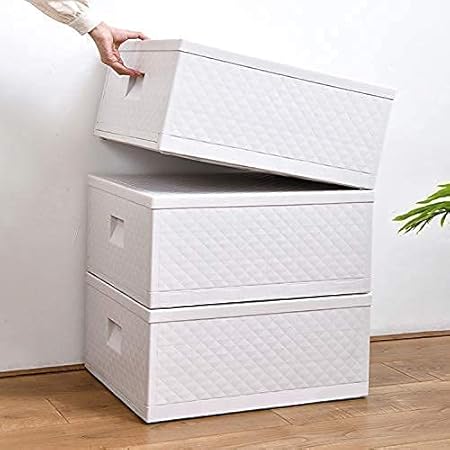 Amazon Closetique 折りたたみ収納ボックス1個 収納 ボックス フタ付き プラスチック 超大容量55l 積み重ね 収納ケース 衣類 書類 整理ボックス 白 おしゃれ 丈夫 組み立てが簡単で 堅固である 耐久性があり 収納ボックス 1個セット 収納ケース ボックス オンライン通販