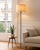 Homesake® Rustic Wooden Base Floor Lamp for Living Room Decorative Night Standing Modern Antique Industrial Vintage Minimalist Side Lamp for Living Room | Bedrooms | Office (Wooden Base Beige)