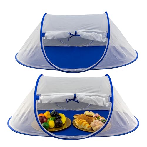 Iconikal 2-Pack Jumbo Folding Mesh Food Tent 43x21-Inch Wind-Resistant Zippered Door Picnic BBQ Outdoor Camping Food Cover Insect Protection