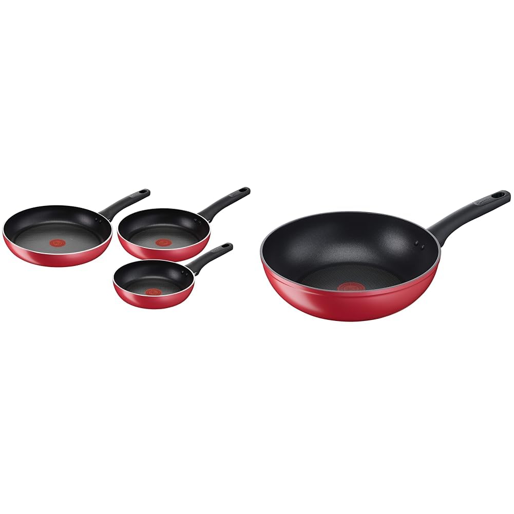 Lagostina Cucina Mediterranea Set di Padelle Antiaderenti in Alluminio Ø 20/24/28 cm & Wok Antiaderente in Alluminio Ø 28 cm, Induzione, Gas e Forno