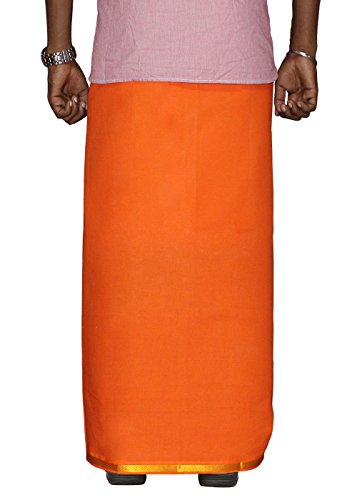 Image of PRAKASAM COTTON Welcro Pocket Dhoti | Jari Border Readymade Cotton Dhoti for Men