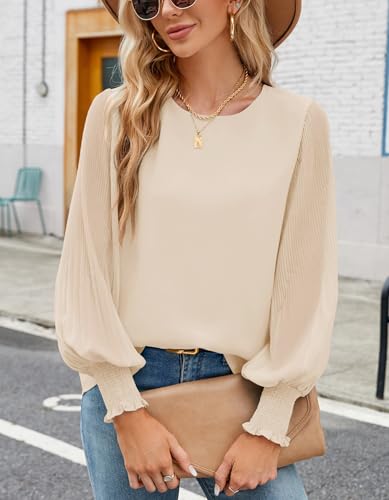Image of Aifer Womens Tops Dressy Casual Long Sleeve Shirts Chiffon Blouses