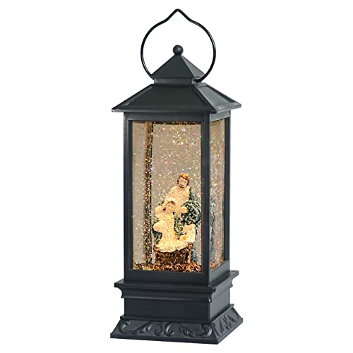 Image of Eldnacele Jesus Singing Snow Globe Lantern with 6 Hour Timer | Battery Operated USB Powered, Spinning Water Swirling Glitter Snow Globe Lamp, Holiday Indoor Decoration Christmas Gift