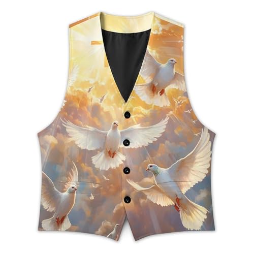 Cloudy Blue Sky White Dove Men's Suit Vest Slim Fit Business Dress Party Pattern Waistcoat Vest Top3