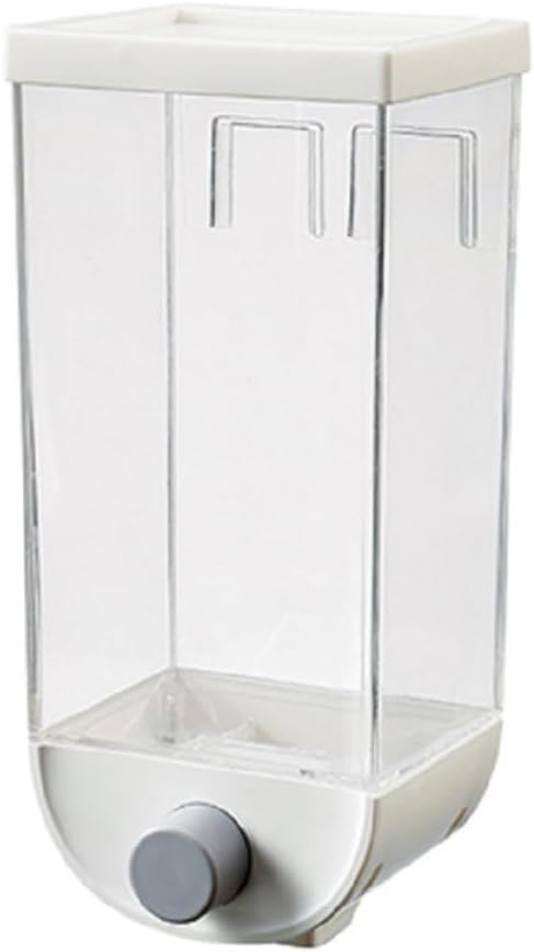 BESPORTBLE Kitchen Grain Storage Container with Airtight Seal Transparent Plastic Dry Food Dispenser Hanging Space-saving Design Simple Press Dispense for Cereal and Granola Random Color