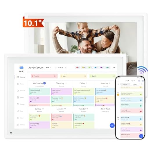 TABWEE P10 WIFI Calendario Digital Inteligente - Marco de Fotos Digital, 10.1'' Planning Familiar y Reuniones, Calendario Alzheimer, Sincronización Bidireccional Mediante Aplicación