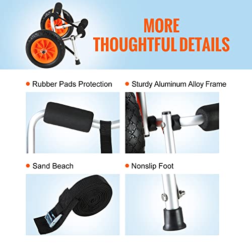 image for VEVOR Kayak Cart, 250lbs Load Capacity, Foldable Kayak Dolly Aluminum 