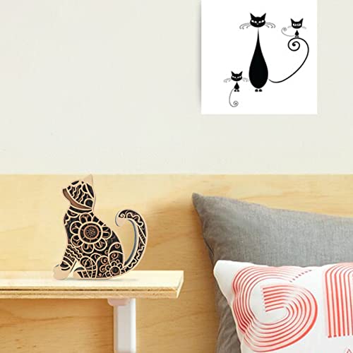 Figura decorativa de gato de madera multi-capa de 6.3 pulgadas miniatura 7