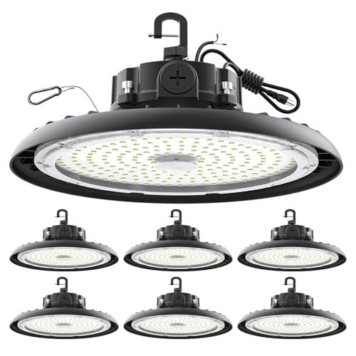 High Bay Lights LED UFO Light 240W LED Shop Lights 6000K IP65 Commercial Bay Lighting Fixture 43200 LM Super Bright, 5ft Cable Plug & Play for Warehouse Factory Garage Workshop Barn 6 Pack 2