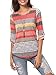 Evera Boutique Women's Striped 3/4 Sleeve Top Blouse (Large, Coral)