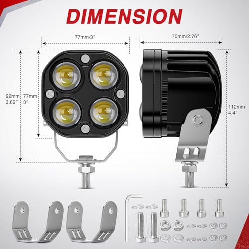 Image of Nilight 7 /8 inch Handlebar Motorcycle LED Driving Light Pod 2PCS 3 Inch 40W White Amber Dual Color Spot Beam Fog Auxiliary Offroad Lighting with 16AWG Wiring Harness for 12V Motorbike Dirt Bike e-Bike