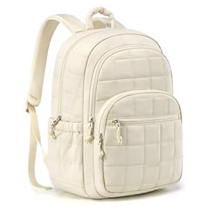 BAGSMART-College-Laptop-Backpack-Travel-Laptop-Backpack-for-Women-Quilted-Casual-Daypack-Water-Resistant-Bookbag-for-156-Inch-Laptop-Beige BAGSMART College Laptop Backpack, Travel Laptop Backpack for Women, Quilted Casual Daypack, Water-Resistant Bookbag for 15.6 Inch Laptop, Beige