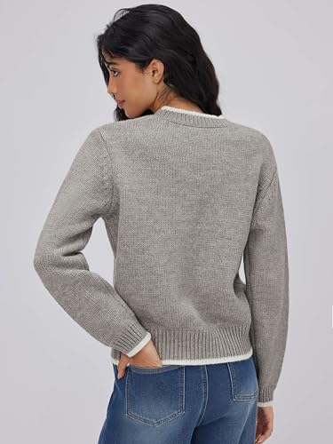 Image of CIDER Women's Fall Sweaters Long Sleeve Cute Sweaters Bear Graphic Crewneck Soft Knit Casual Cropped Pullover