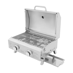 Mqwdxzfes Edelstahl 2-Brenner Tisch Gasgrill