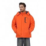 CorBuyit Men's Waterproof Snow Ski Jacket Fashion Lightweight Winter Warm Hooded Snowboard Coat Orange Size XL