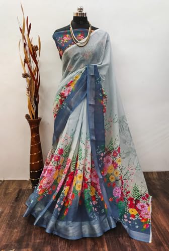 Image of C J Enterprise Women Banarasi Kanjivaram Style Linen Saree
