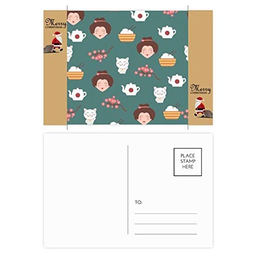 Théière en forme de chat Sakura : lot de 20 pièces avec motif Père Noël japonais