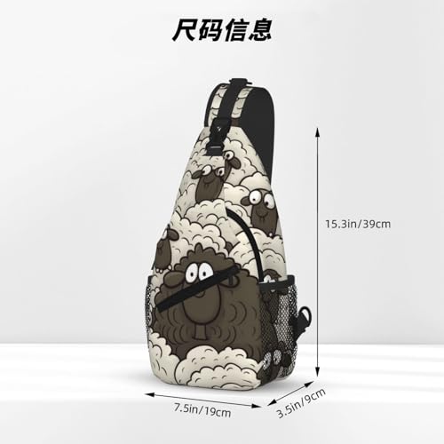 Bolso bandolera negro con diseño de oveja para senderismo miniatura 4