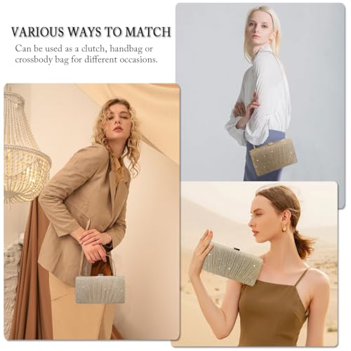 Pahajim Torebki Clutch dla kobiet, brokatowa torebka wieczorowa, błyszczące torebki z kryształkami, ślubna torebka z kryształkami, damska torebka z cekinami i łańcuszkiem, torebka na ramię na wesele