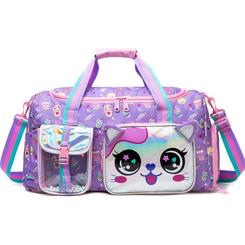 Kids Duffle Bag Girls Travel Bag for Kids Overnight Bag for Girls Dance Bag for Girls Weekender Bag Gym Bag with Shoe Compartment