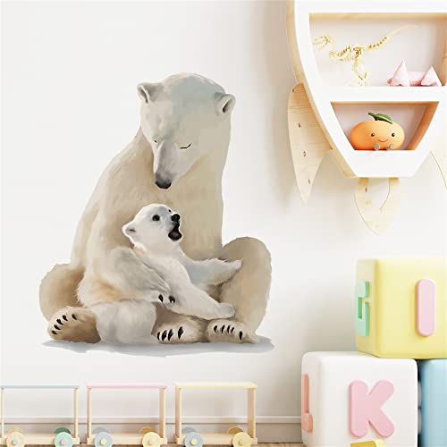 Vinilo Decorativo Oso Polar con su Cría para Pared miniatura 3