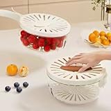 Home & Bliss - Cesta de lavado de frutas y verduras con tapa – Colador multifuncional 2 en 1, cesta de escurrido, mango...