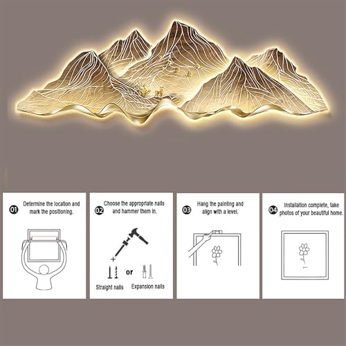 Sculpture murale decoration maison moderne LED tableau relief 3D C - 7