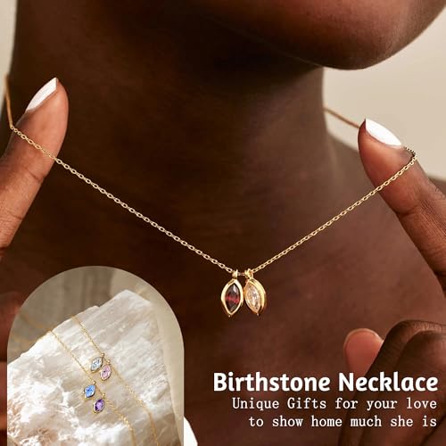 Birthstone Necklace for Women Dainty Gold Necklace with 2 Birthstone Christmas Stocking Stuffers Teen Girl Gifts Trendy Stuff Birthday Gift Moms 2025 Graduation Gift Adjustable Anniversary Jewelry for Daughter Girlfriend Friend