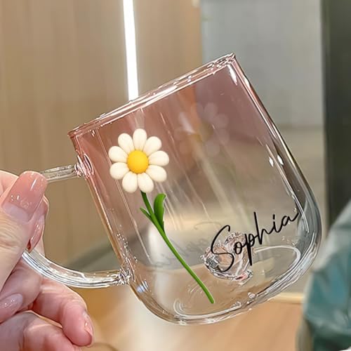 Taza de vidrio con diseño degradado rosa floral 11 onzas miniatura 4