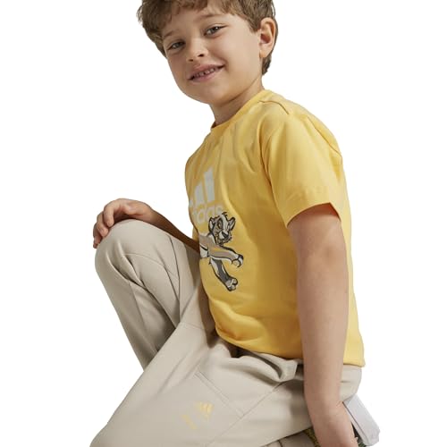 adidas Calças Disney King Leão para Meninos, Wonder Bege/Semi Spark/Carbono, PPP