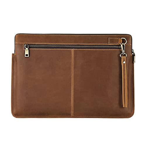 Leather Laptop Sleeve 13-14 Inch Case, Luxffel Vintage Leather Laptop Case With Zipper Pocket, Compatible With Macbook Air 13, Macbook Pro 13/14, Surface Pro 7/8/9/X, Dell Xps 13, Brown #TOP4