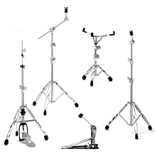 bestehend aus: 6706 Snare stand for professional needs, medium weight and solid, Double braced, Single extendable, Adjustable height, approx. 46 - 63 cm, with Memory Lock, Plastic adjustment screw, Grid angle tilter, For 10" - 14" snares 6707 HiHat-s...