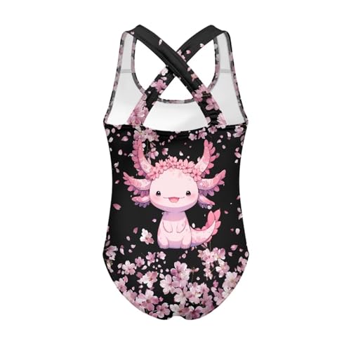 Image of WELLFLYHOM Girls Bathing Suits Size 5-14 One Piece Cross Back Swimsuit Sleeveless Full Coverage Swimwear for Beach Swimming