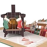 Lovepop Christmas Pop-Up Card for Her and Him - 3D Holiday Greeting Cards - Coze Fireplace 5' x 7' Stocking - Blank Note Card & Envelope Included