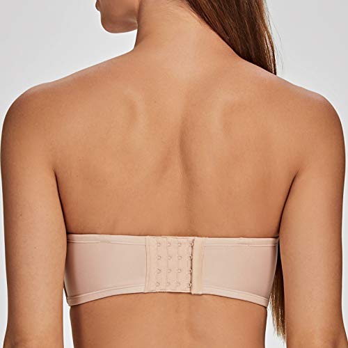 Meleneca Women's Strapless Bra For Large Bust Back Smoothing Plus Size With Underwire Beige 36D #TOP1