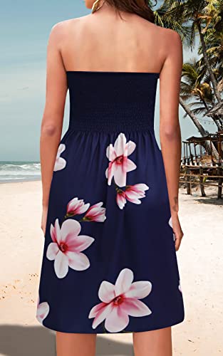 Image of Zyyfly Summer Strapless Dress for Women Tube Top Sundress Casual Beach Cover Ups