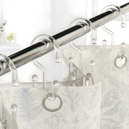 Bathway Clear Plastic Shower Curtain Hooks, 24 Double Shower Curtain Rings