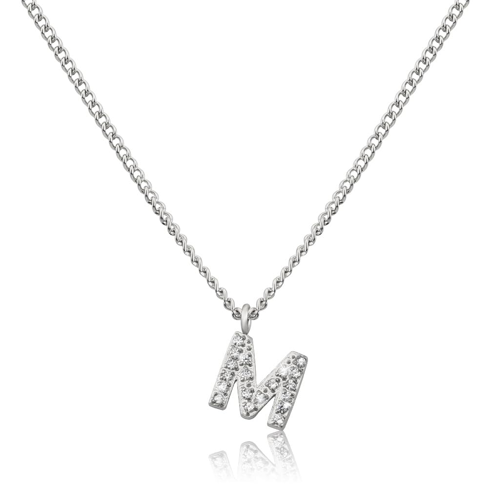 Chaîne avec lettres argent femmes pendentif initiale acier