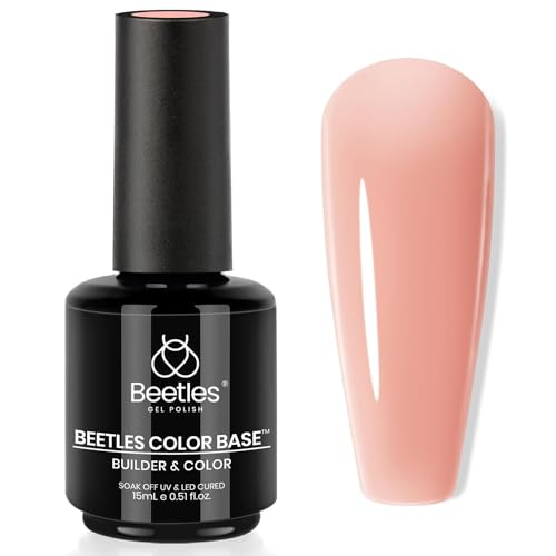 Beetles Nude Color Base Gel Nail Polish, 15ml Rubber Base 5 in 1 Neutral Brown Clear French Tip Color Gel Polish Nail Strengthener Soak Off U V LED Lamp Cure Manicure Design DIY at Home