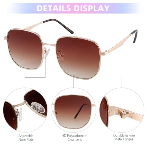 JOOX Trendy Oversized Square Sunglasses for Women Men Classic Metal Hexagon Sun Glasses Ladies UV400 Protection Shades4