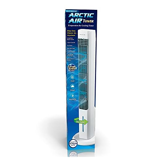 Arctic Air Tower Evaporative Air Cooler By Ontel - Large Area Room Cooling, Portable, 3-Speed Oscillating Fan, Space-Saving And Perfect for Bedroom, Living Room, Office & More