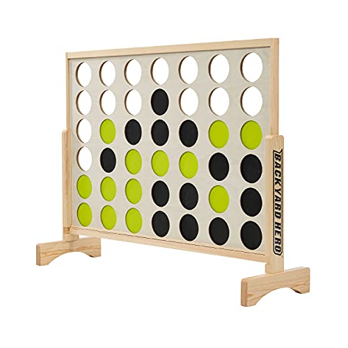 Backyard Hero Giant Wooden 4 in a Row, 4 to Score with Disc Storage Bag - Premium 5 Foot Four Connect Game Set - Oversized Family Outdoor Party Games for Backyard, Lawn, Parties, Bar Game