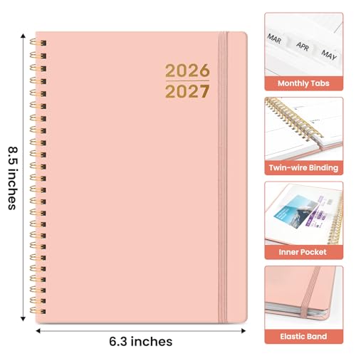 Planner 2026-2027 for Women & Men, Academic Monthly and Weekly Calendar Planner, Jul 2026 - Jun 2027, A5 (6.3" x 8.5"), Teacher Student Planning Book with Tabs, Ideal for Office School Supplies - Pink - Image 5