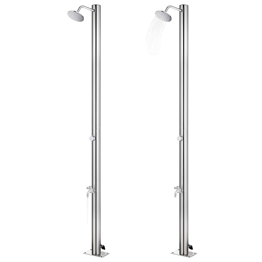 Ducha de jardín de acero inoxidable de 215 cm con alcachofa y grifo para lavar los pies, accesorios para piscina de jardín y piscina, resistente a la intemperie, diseño moderno, cuidado del