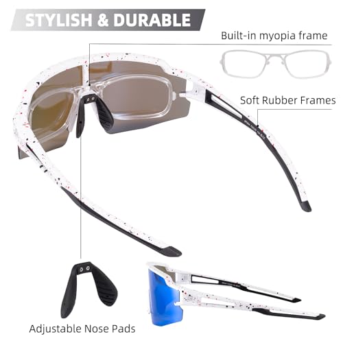Image of ROCKBROS Polarized Sports Sunglasses Men Women - UV400 Protection Goggle with Myopia Frame for Running Cycling Driving