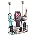 mDesign Over Door Bathroom Hair Hot Styling Tool Organizer Storage Basket for Hair Dryer, Flat Iron, Curling Wand, Hair Straightener - Hang Inside/Outside Cabinet Doors, 3 Sections - Venetian Bronze