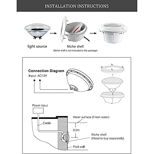 Spot piscine LED RGBW avec télécommande et verre IP68 - 5